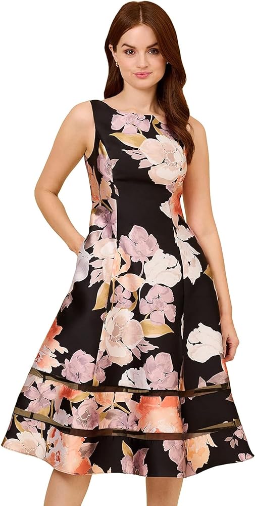 Adrianna Papell Women's Floral Mikado Dress