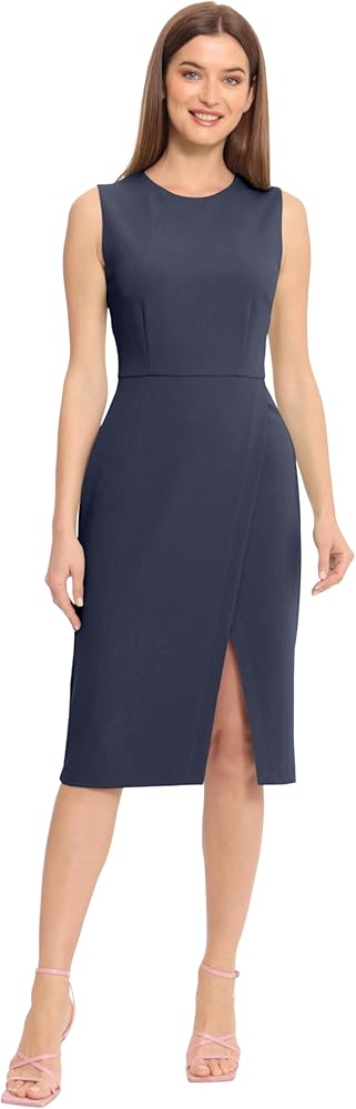 Maggy London Women's Sleeveless Sheath Wrap Knee Length Dress Work Office Wear