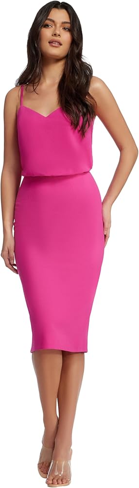 Dress the Population Women's Alondra Blouson Tank Pencil Skirt Midi Dress