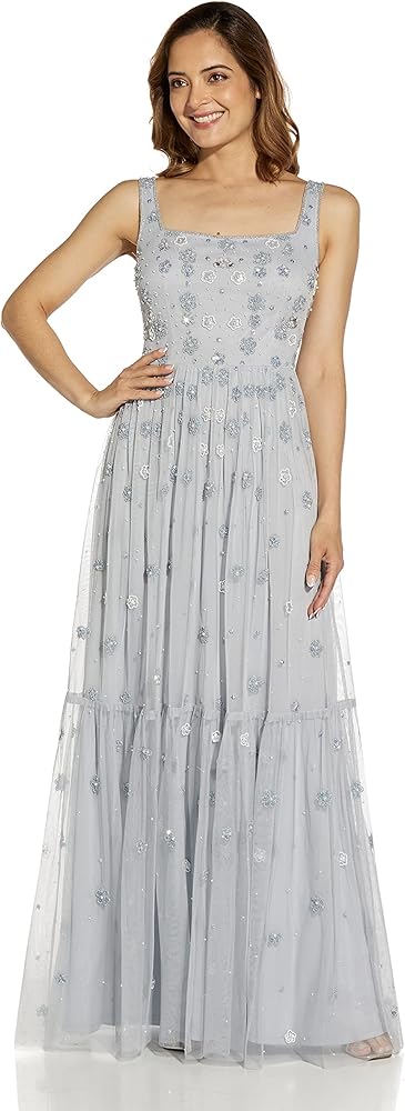 Adrianna Papell Women's Beaded Boho Long Dress