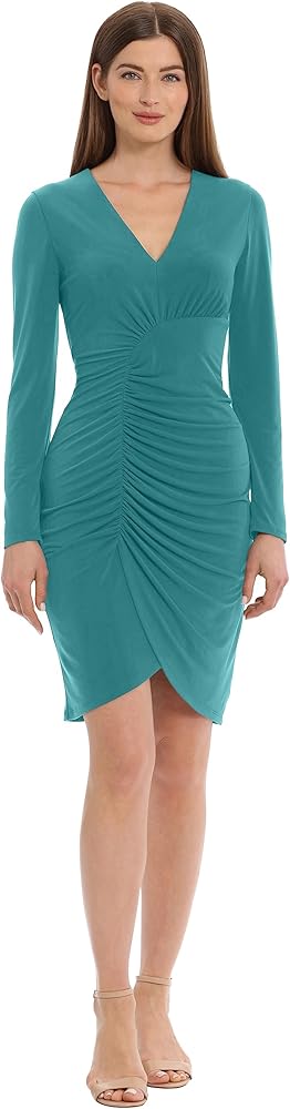 Maggy London Women's Curved Seam and Shirring Detailed Dress Event Occasion Party Reception Guest of Wedding