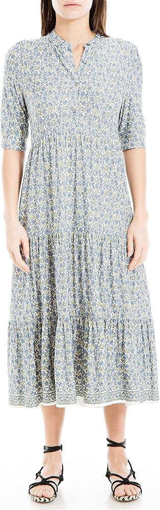 Max Studio Women's Jersey Elbow Cuffed Sleeve Midi Dress