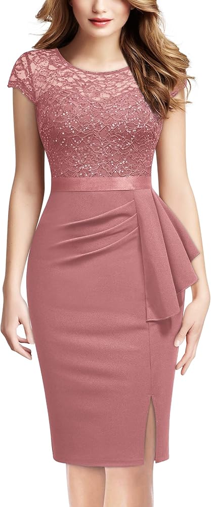 Miusol Women's Elegant Cap Sleeve Sequin Lace Cocktail Dress