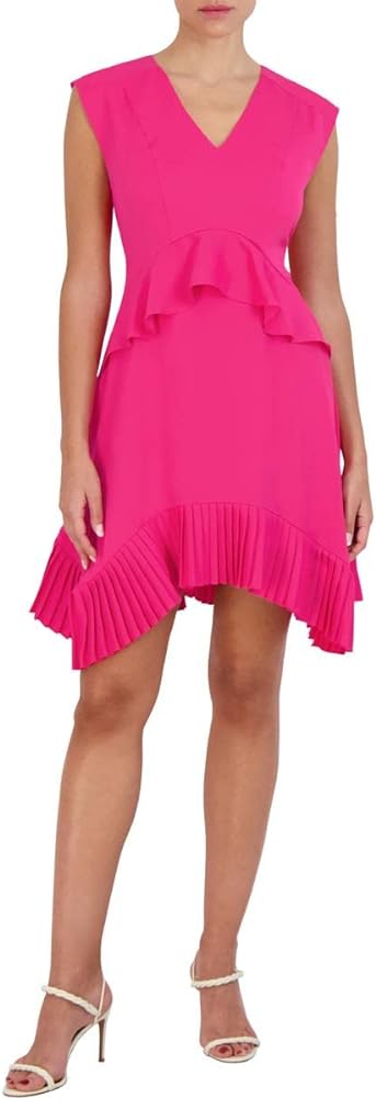 BCBGMAXAZRIA Women's Fit and Flare Ruffle Peplum Cocktail Dress