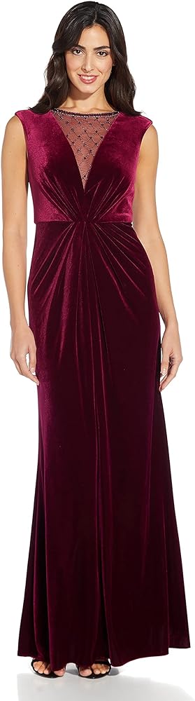 Adrianna Papell Women's Beaded Velvet Mermaid Gown