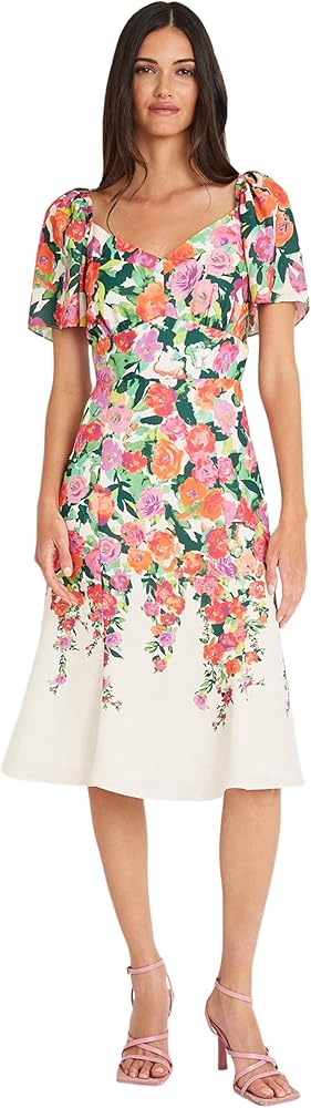 Maggy London Sweetheart Neckline Floral Pretty Garden Wedding Guest Dresses for Women