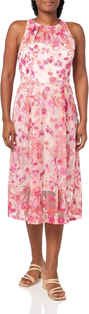 Adrianna Papell Women's Embroidered Fit and Flare