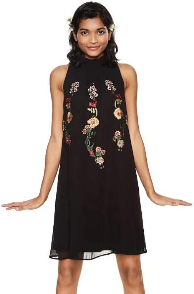 Desigual Women's Dress Floral, Black, 38