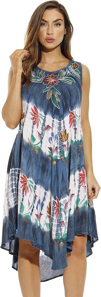 Riviera Sun Summer Dresses Tie Dye Embroidered Beach Swimsuit Cover Up