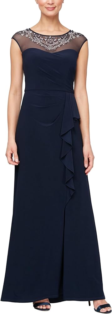 Alex Evenings Women's Long A-line Sweetheart Neck-Mother of The Bride Dress (Petite and Regular Sizes)