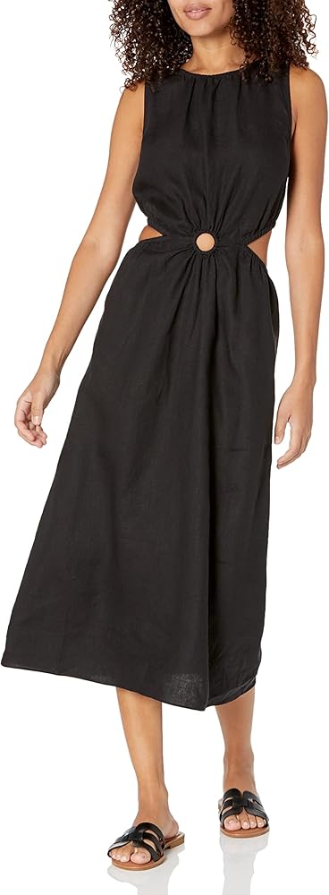 The Drop Women's Sade Linen Cutout Midi Dress