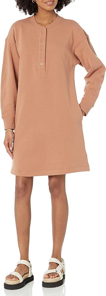 Amazon Essentials Women's Knit Henley Sweatshirt Dress (Available in Plus Size)