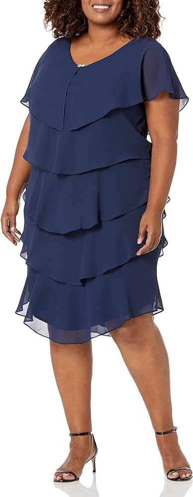 S.L. Fashions Women's Plus Size Tier Dress