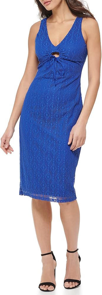 GUESS Women's Geo Lace Sheath with Key Hole Detail Contemporary Dress