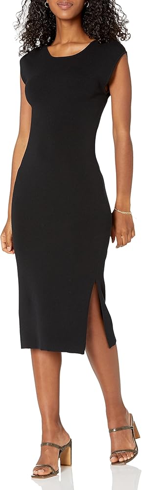 The Drop Women's Laila Power-Shoulder Twist Back Midi Sweater Dress