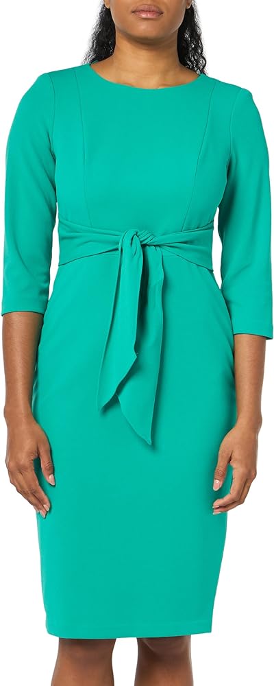 Adrianna Papell Women's Bow Sheath Dress with Three Quarter Sleeves