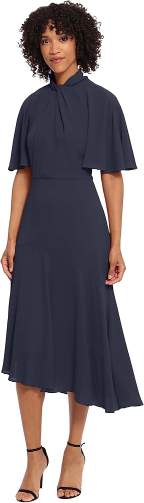 Maggy London Women's Sophisticated Twist Neck Detail Dress Workwear Office Career Occasion Event Guest of