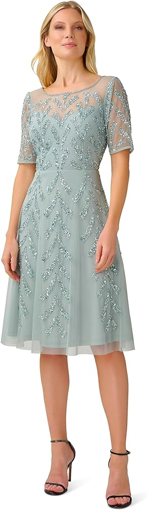 Adrianna Papell Women's Beaded Midi Dress