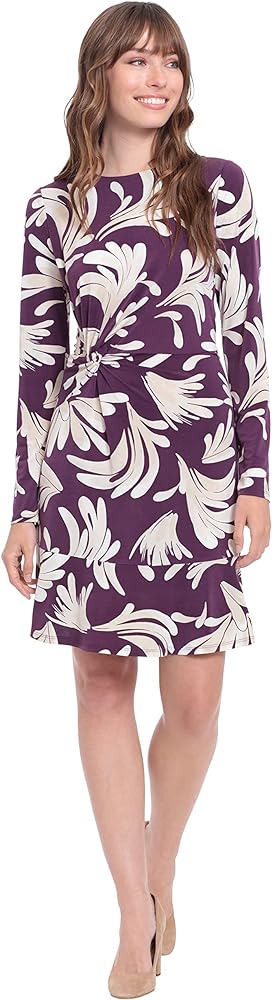 London Times Women's Side Twist Flounce Dress