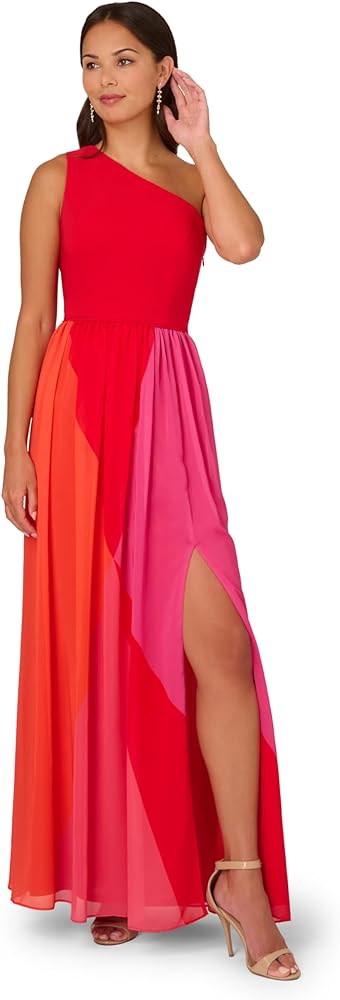 Adrianna Papell Women's Color Block Chiffon Dress