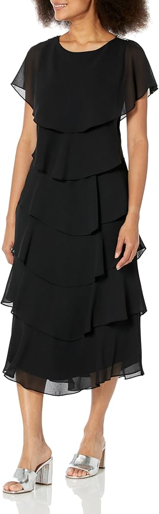 S.L. Fashions Women's Pebble Tier Dress (Petite and Regular Sizes)