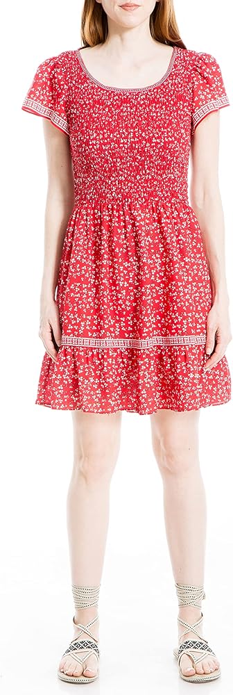 Max Studio Women's Crepe Flutter Sleeve Smocked Dress