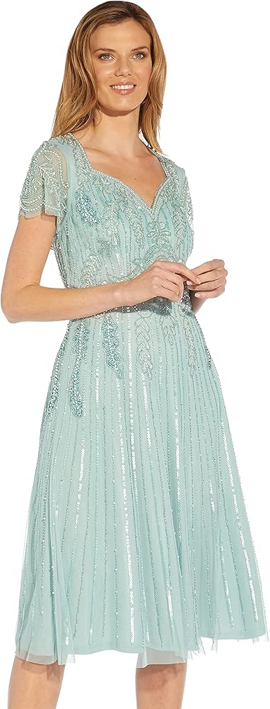 Adrianna Papell Women's Beaded Midi Dress