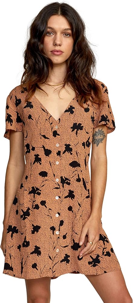 RVCA Women's Avery Woven Short Sleeve Dress