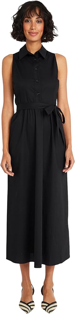 Maggy London Collared Neck Midi A-line Pockets and Button Placket | Casual Dresses for Women