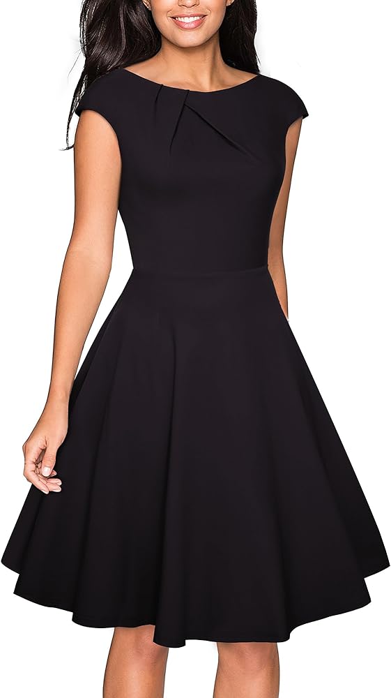 Women's Vintage Scoop Neck Casual Party Flare Dress