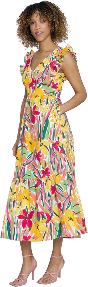 Maggy London Cocktail V-Neck, Ruffle, Pockets Maxi | Summer Dresses for Women