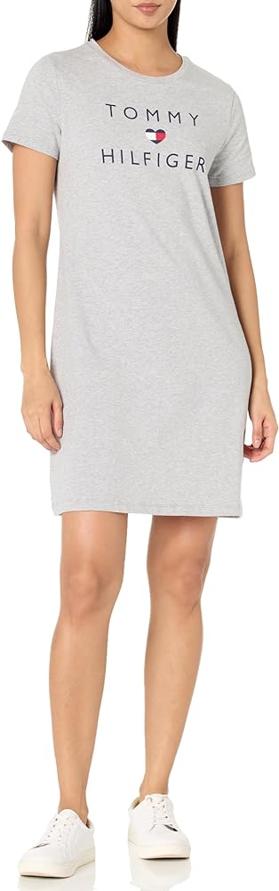 Tommy Hilfiger Women's Cotton Short Sleeve Heart Logo T-shirt Dress