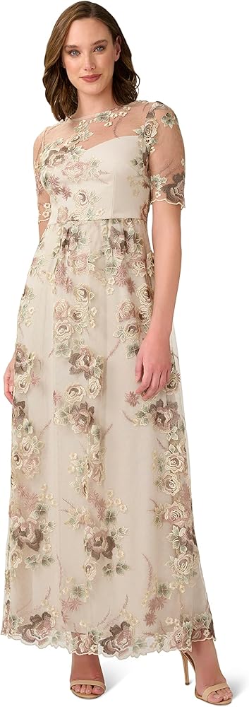 Adrianna Papell Women's Long Embroidered Dress