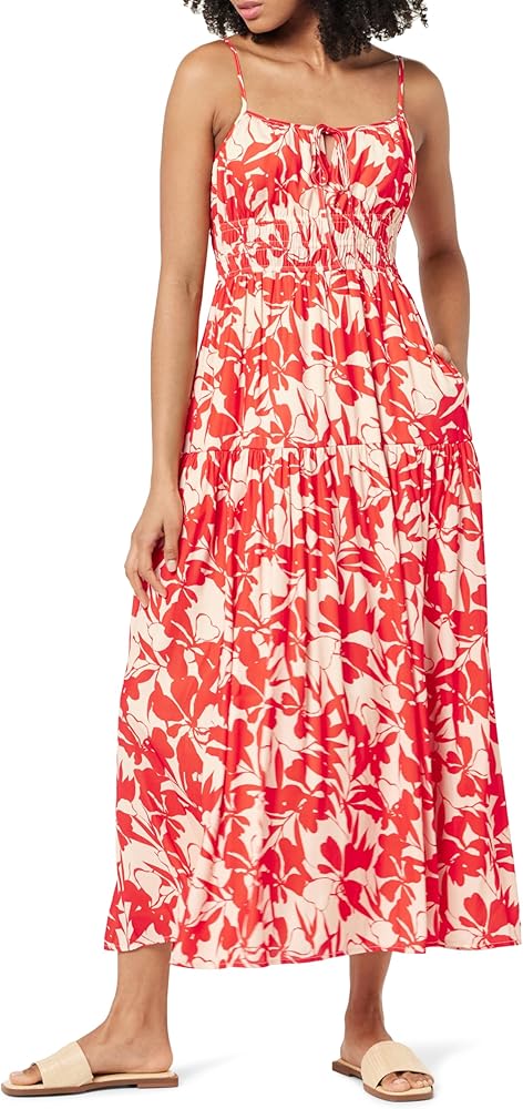 The Drop Women's Tavia Tie-Front Tiered Maxi Dress