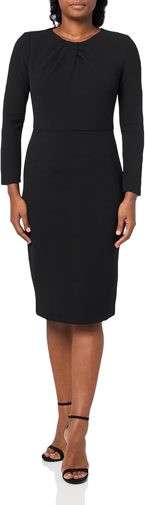 Maggy London Women's Dresses Long Sleeve Tucked Jewel Neck Sheath Career Office Wear Work Dress