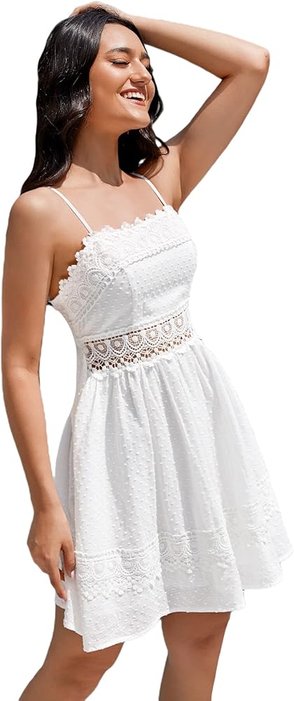 Floerns Women's Twist Front Cut Out Sleeveless Knot Back Boho Cami Dress