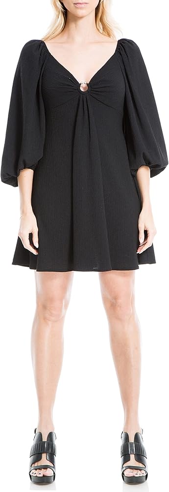 Max Studio Women's 3/4 Sleeve V-Neck Short Dress