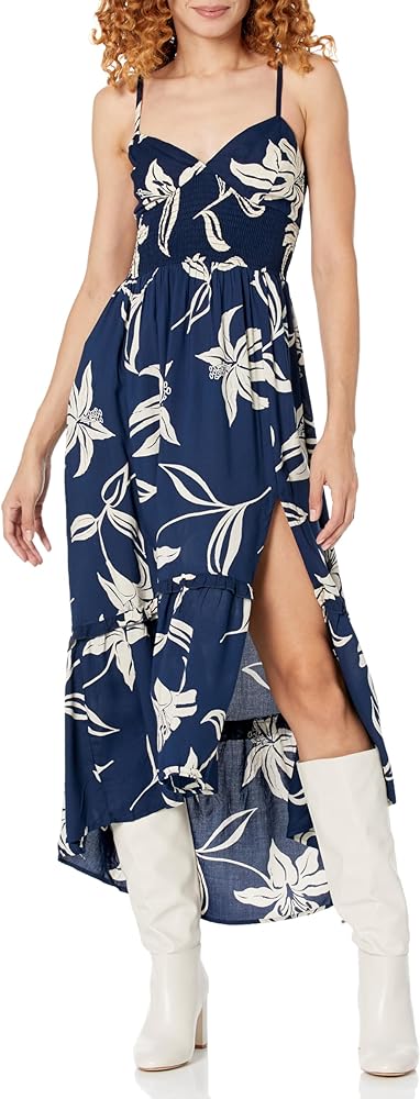 Angie Women's Open Back Maxi Floral Dress with Slit