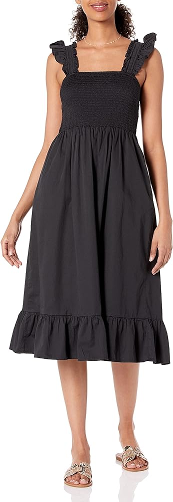 The Drop Women's Kimi Ruffled-Shoulder Smocked Midi Dress