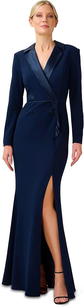 Adrianna Papell Women's Crepe Tuxedo Gown