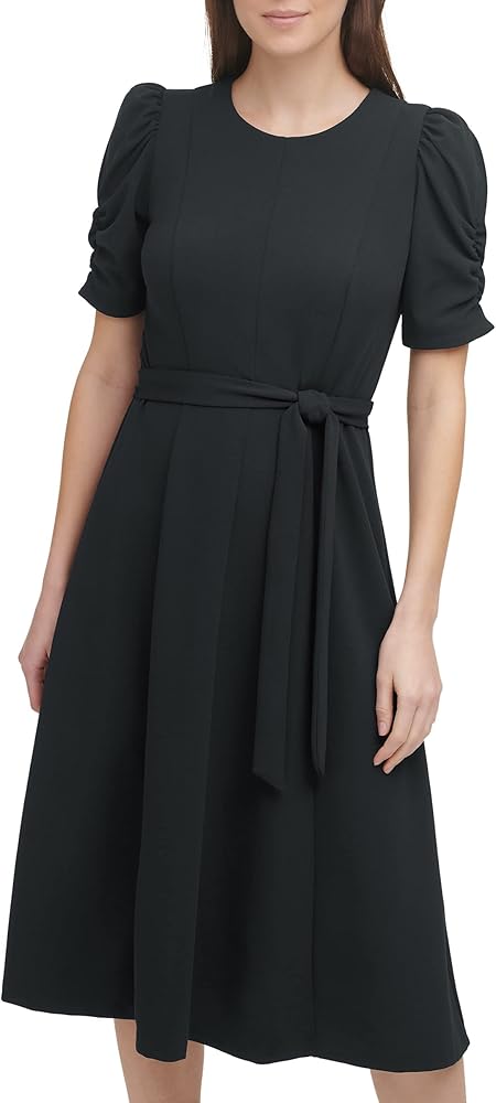 DKNY Women's Knot Sleeve Midi Shirt Dress