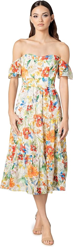 Dress the Population Women's River Fit and Flare Midi Dress