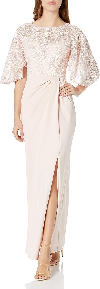 Adrianna Papell Women's Flutter Sleeve Gown