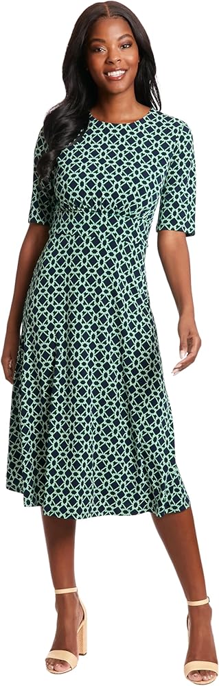 London Times Women's Inset Waist Midi Dress Career Office Occasion Guest of