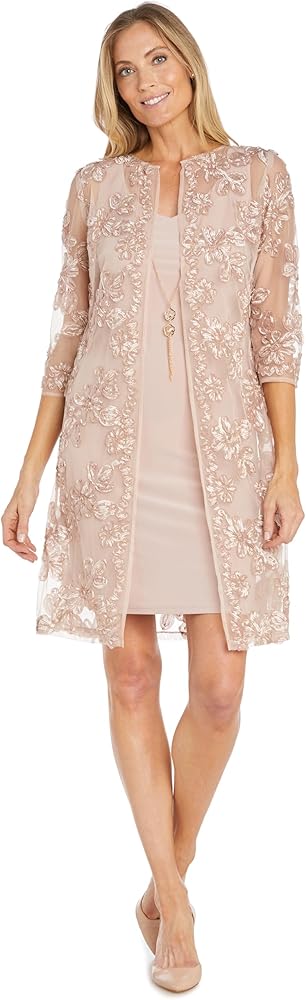 R&M Richards Womens Soutache Jacket Two Piece Dress