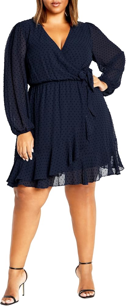 City Chic Women's Citychic Plus Size Dress Dobby Ruffles