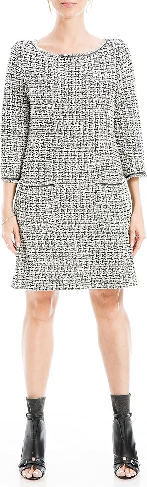 Max Studio Women's 3/4 Sleeve Tweed Short Dress