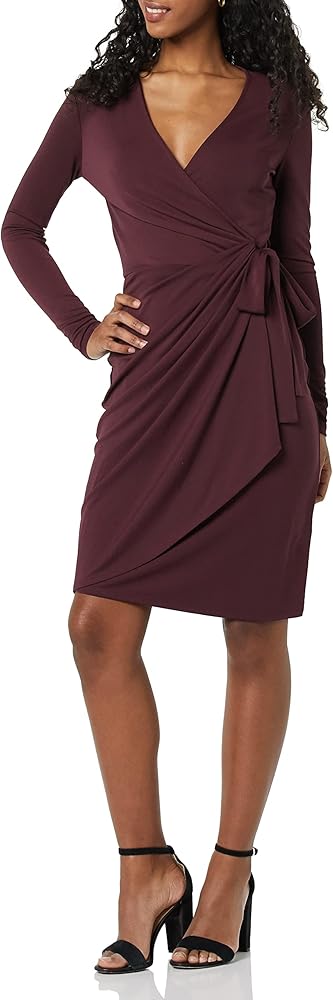 Amazon Essentials Women's Long Sleeve Classic Wrap Dress (Available in Plus Size)