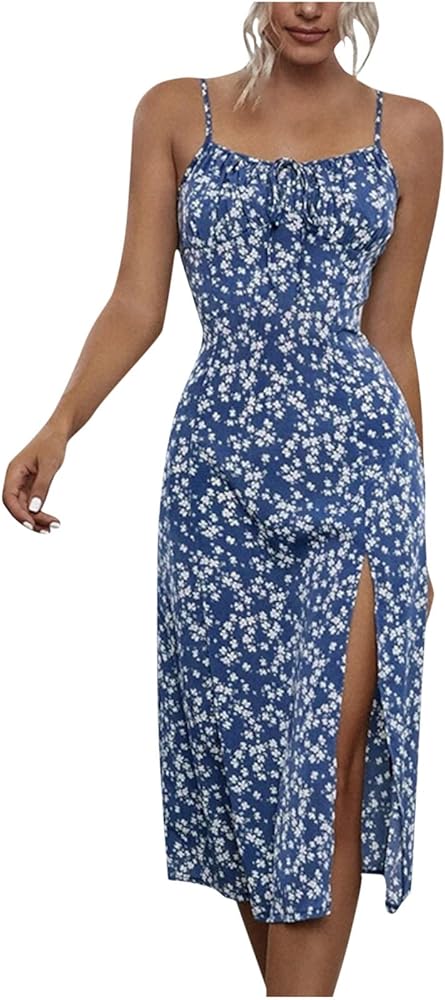 Milkmaid Dress Women Sexy Slip Renaissance Dress Split Floral Coquette Corset Dress Summer Dresses for Women 2024