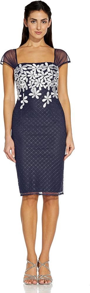 Adrianna Papell Women's Floral Embroidery Sheath Dress